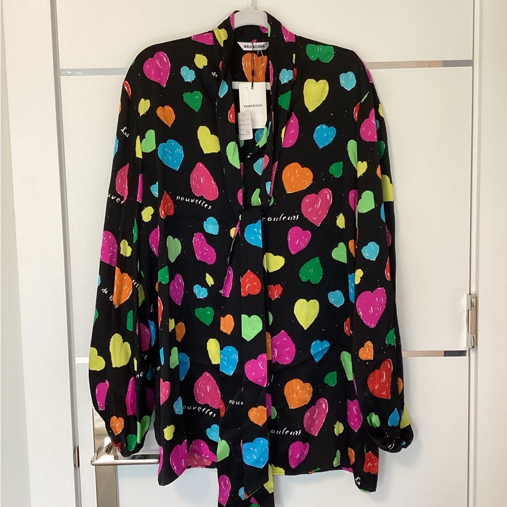 Balenciaga Multicolor Heart Print Top